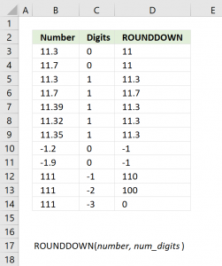 How to use the ROUNDDOWN function
