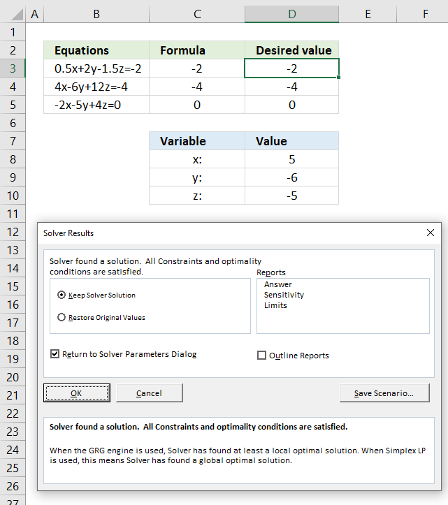 Solve linear equations solver