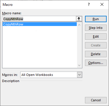 Return every nth row from cell range run macro