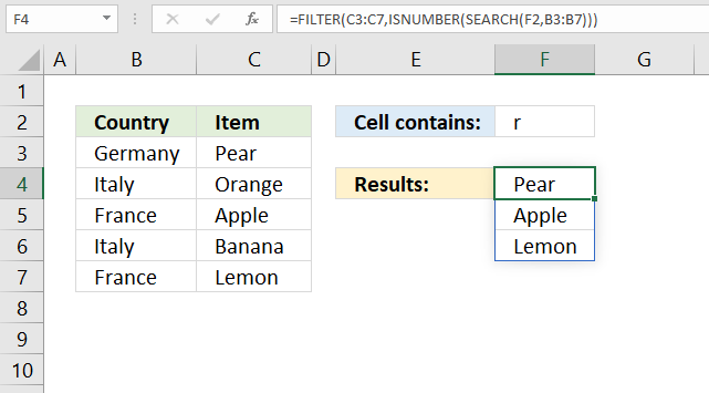 Filter function contains string 1