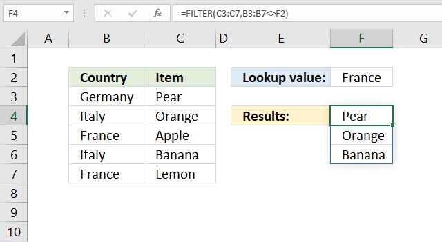 Filter function one condition not equal to 1