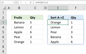How to use the SORT function