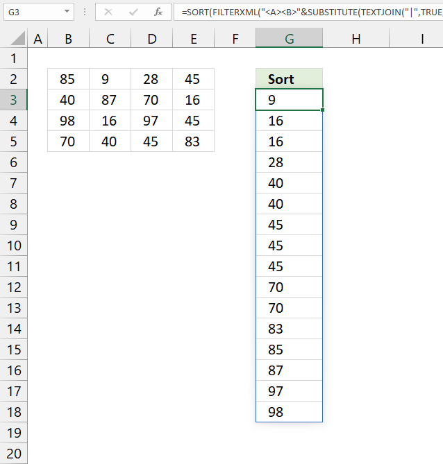 SORT function sort a multicolumn range