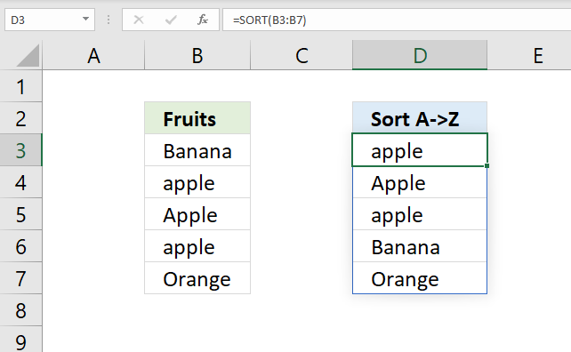 sort function case sensitive