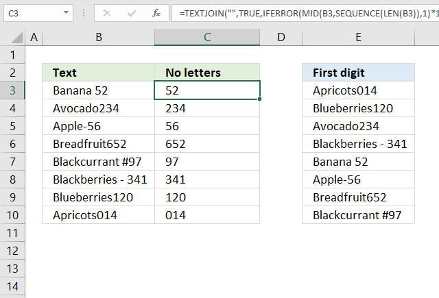 sortby function first digit