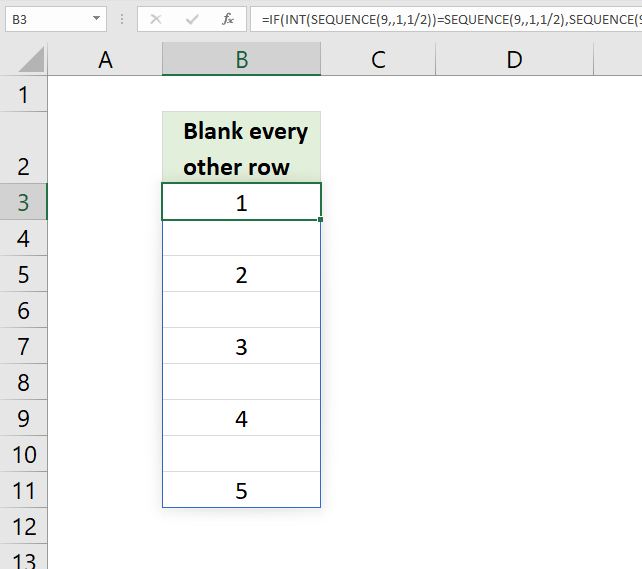 SEQUENCE function blanks in sequence