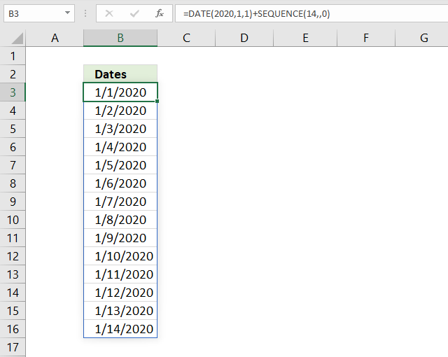 SEQUENCE function dates in sequence