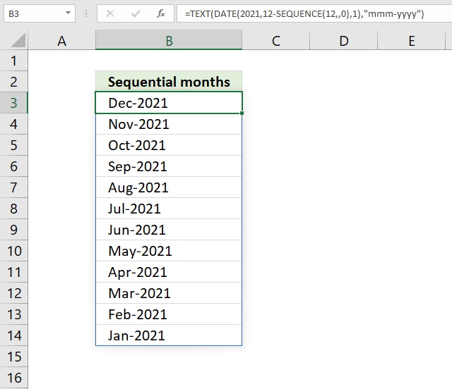 SEQUENCE function months in sequence