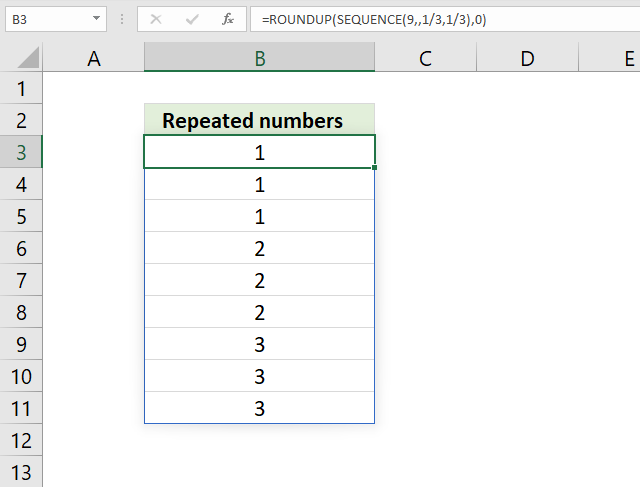 SEQUENCE function repeated numbers