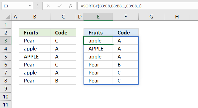 sortby function case sensitive