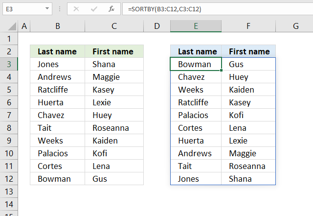 sortby function first name