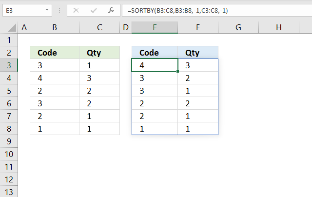 sortby function large to small