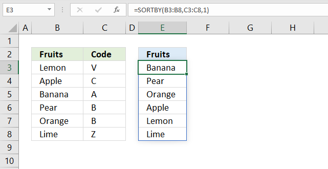 sortby function sort by another column