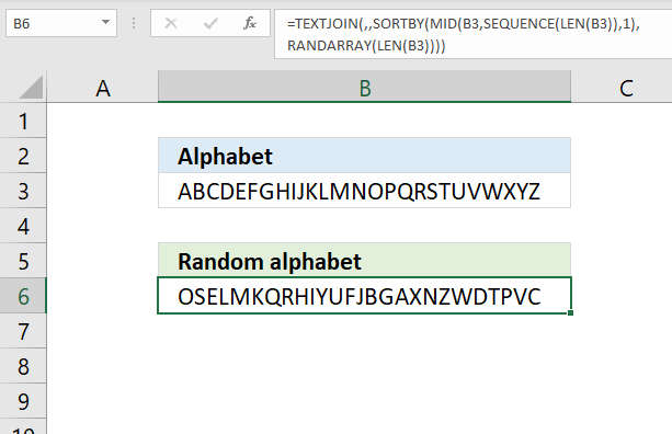 RANDARRAY function random alphabet