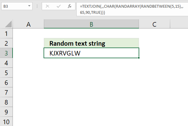 RANDARRAY function random text string