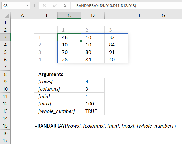 RANDARRAY function