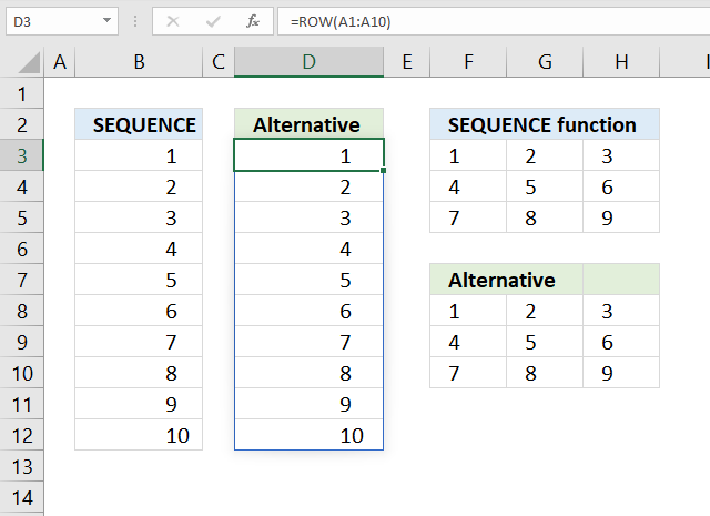 SEQUENCE function alternative