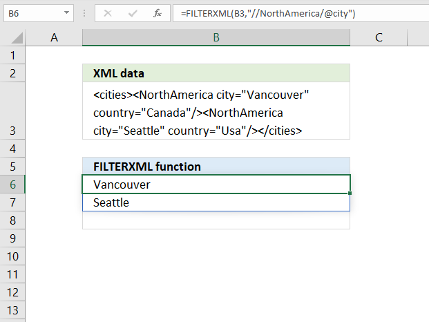 How to use the FILTERXML function extract attribute