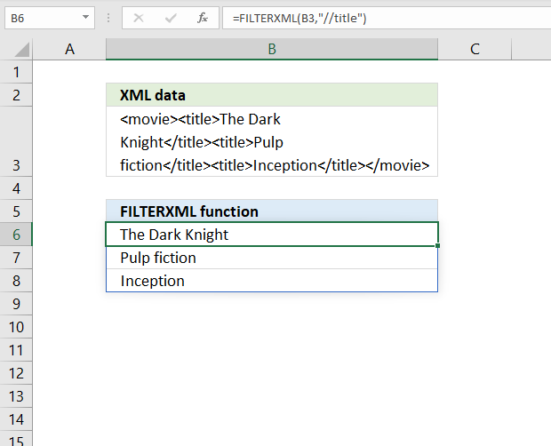 How to use the FILTERXML function