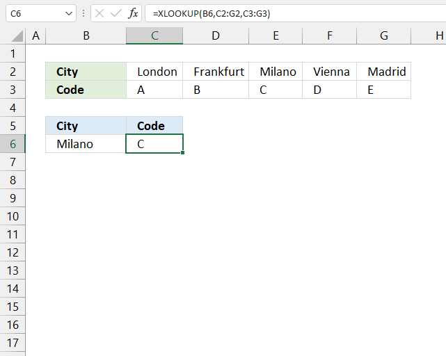 How to use the XLOOKUP function horizontal searh