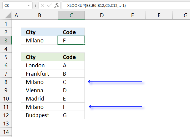 How to use the XLOOKUP function return last value