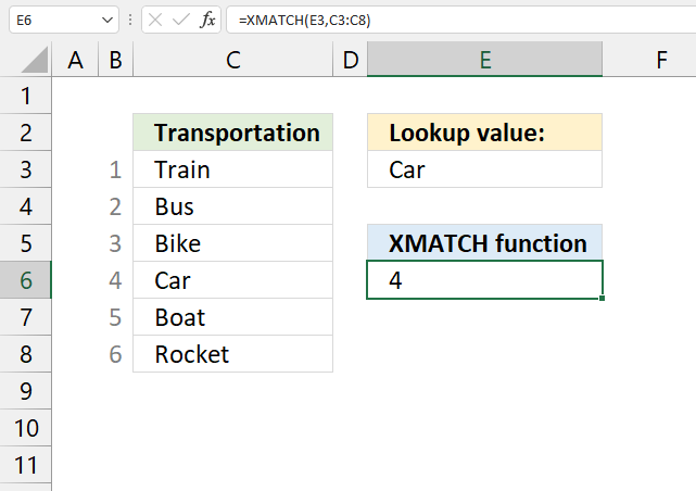 How to use the XMATCH function1