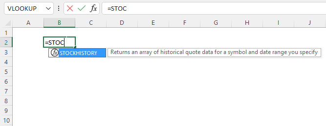How to use the STOCKHISTORY function syntax
