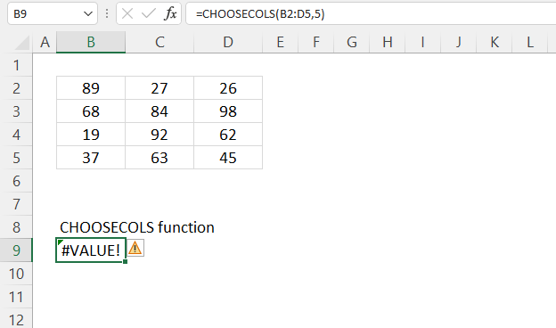 CHOOSECOLS function error