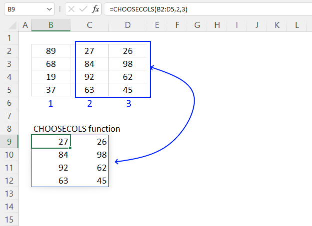 CHOOSECOLS function example1