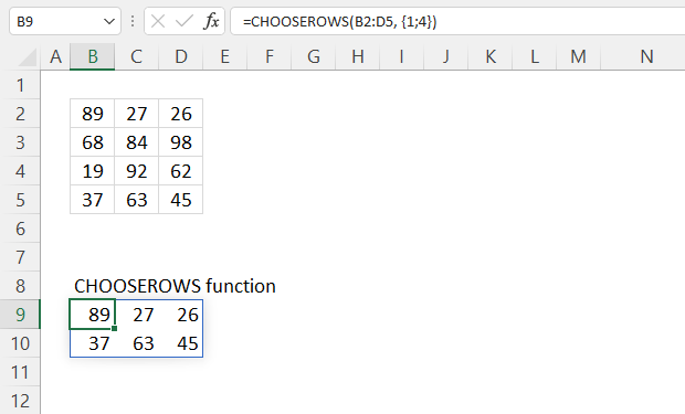 CHOOSEROWS function array