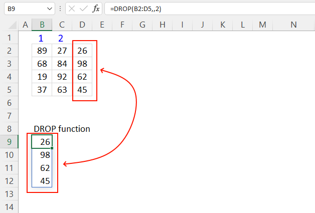 DROP function remove columns