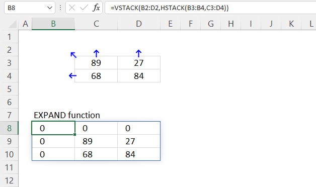 EXPAND function extend up and left