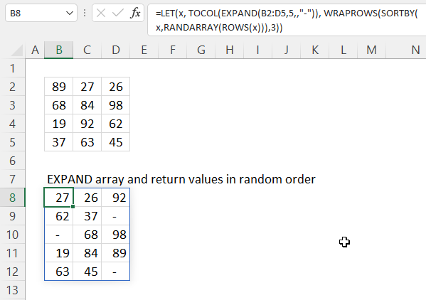 EXPAND function values in random order
