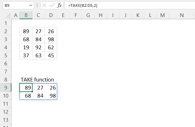 TAKE function example