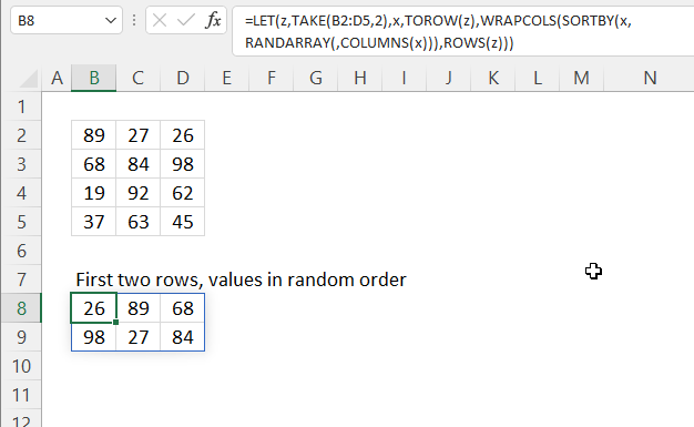 TAKE function values in random order