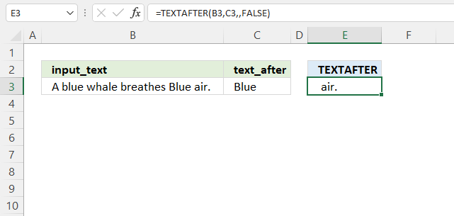 TEXTAFTER Function case sensitive example