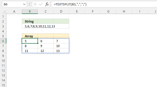 TEXTSPLIT function example