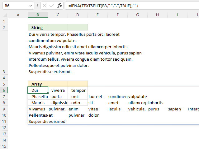 TEXTSPLIT function na error