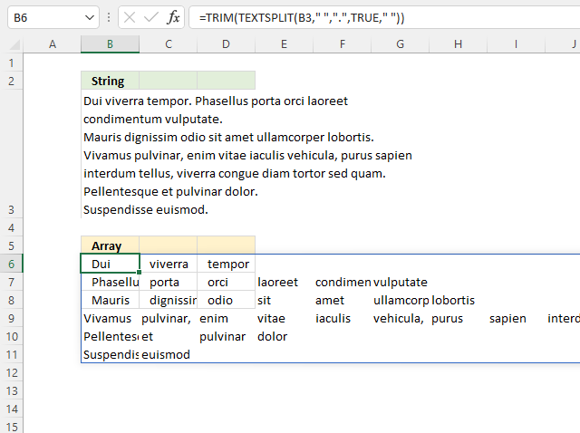 TEXTSPLIT function pad with