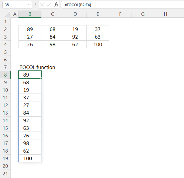 TOCOL function example 1