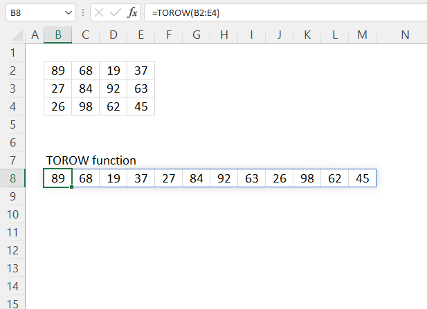 TOROW function example