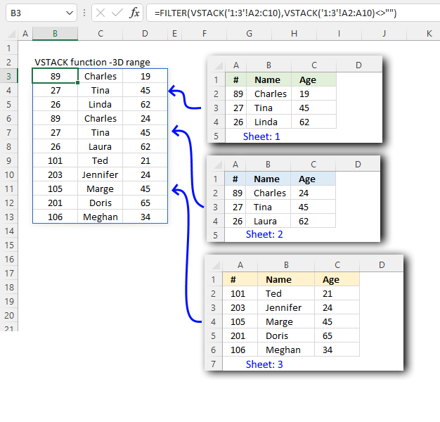 VSTACK function 3D range