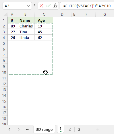 VSTACK function 3D range1