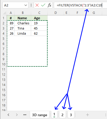 VSTACK function 3D range2