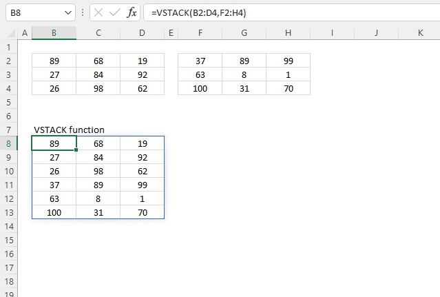 VSTACK function