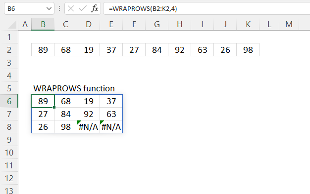 WRAPROW function pad with 1
