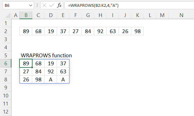 WRAPROW function pad with