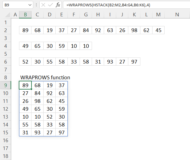 WRAPROWS function multiple sources