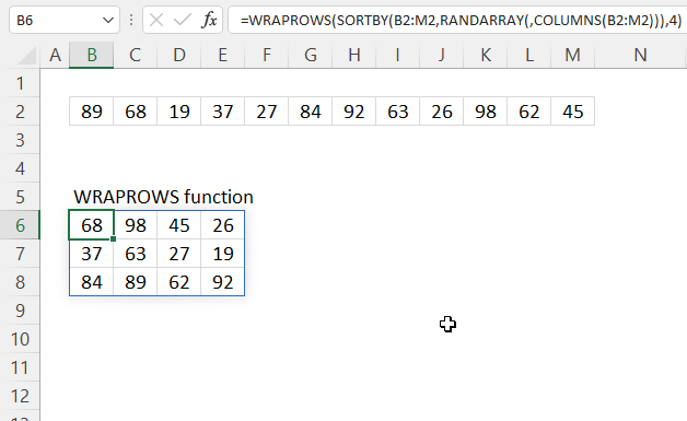WRAPROWS function random order