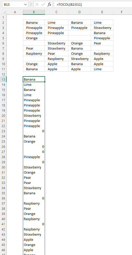 Extract a unique distinct list across multiple columns and rows sorted based on frequency1